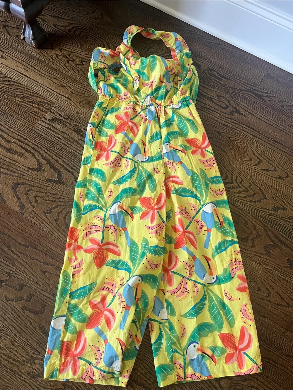 NEW! Tea Collection Tropical Birds Banana Girls Flutter Strap Jumpsuit